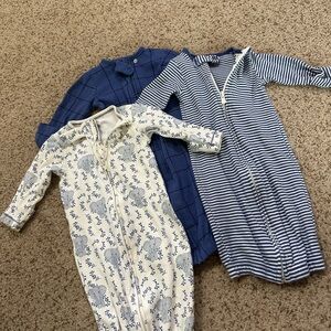 3 Newborn Sleep Zipper Gowns with Mitten Cuffs